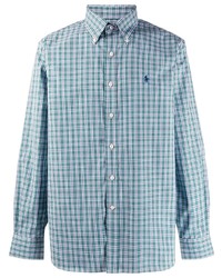 hellblaues Langarmhemd mit Vichy-Muster von Ralph Lauren