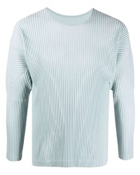 hellblaues Langarmshirt von Homme Plissé Issey Miyake