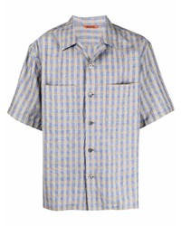 hellblaues Leinen Kurzarmhemd mit Vichy-Muster von Barena