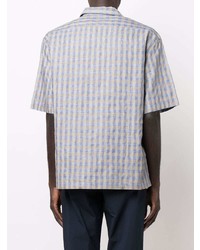 hellblaues Leinen Kurzarmhemd mit Vichy-Muster von Barena