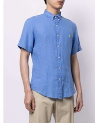 hellblaues Leinen Kurzarmhemd von Polo Ralph Lauren
