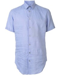 hellblaues Leinen Kurzarmhemd von Giorgio Armani