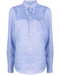 hellblaues Leinen Langarmhemd von Brunello Cucinelli