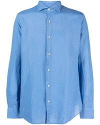hellblaues Leinen Langarmhemd von Fedeli