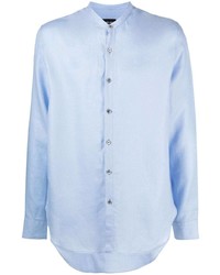 hellblaues Leinen Langarmhemd von Giorgio Armani