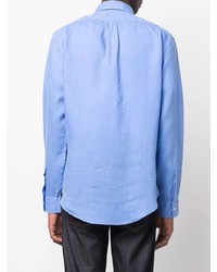 hellblaues Leinen Langarmhemd von Polo Ralph Lauren