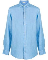 hellblaues Leinen Langarmhemd von Massimo Alba