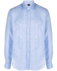 hellblaues Leinen Langarmhemd von Mp Massimo Piombo