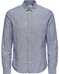 hellblaues Leinen Langarmhemd von ONLY & SONS