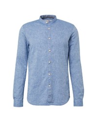 hellblaues Leinen Langarmhemd von Tom Tailor Denim