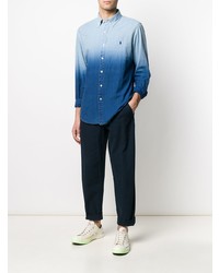 hellblaues Langarmhemd mit Farbverlauf von Polo Ralph Lauren