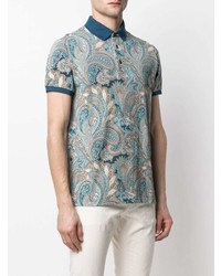 hellblaues Polohemd mit Paisley-Muster von Etro