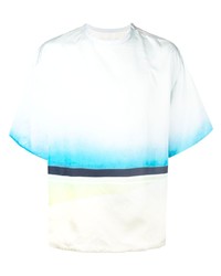 hellblaues Seide T-Shirt mit einem Rundhalsausschnitt von Jil Sander