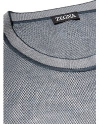 hellblaues Seide T-Shirt mit einem Rundhalsausschnitt von Zegna