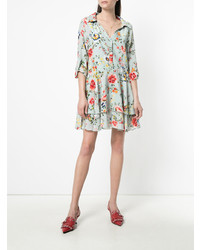 hellblaues Shirtkleid mit Blumenmuster von Alice + Olivia