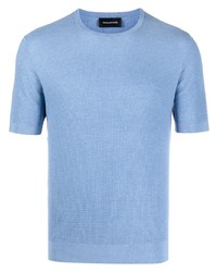 hellblaues Strick Seide T-Shirt mit einem Rundhalsausschnitt von Tagliatore