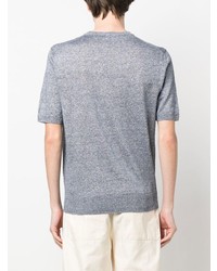 hellblaues Strick T-Shirt mit einem Rundhalsausschnitt von Drumohr