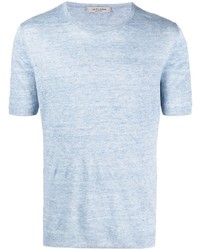 hellblaues Strick T-Shirt mit einem Rundhalsausschnitt von Fileria