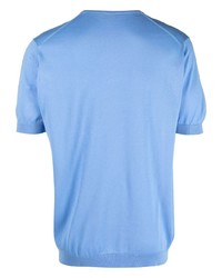 hellblaues Strick T-Shirt mit einem Rundhalsausschnitt von John Smedley