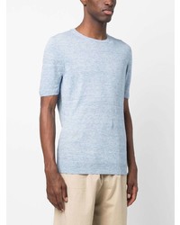 hellblaues Strick T-Shirt mit einem Rundhalsausschnitt von Fileria