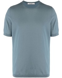 hellblaues Strick T-Shirt mit einem Rundhalsausschnitt von La Fileria For D'aniello