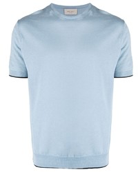 hellblaues Strick T-Shirt mit einem Rundhalsausschnitt von Low Brand