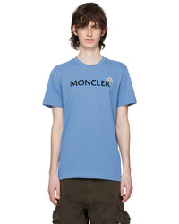 hellblaues Strick T-Shirt mit einem Rundhalsausschnitt von Moncler