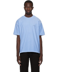 hellblaues Strick T-Shirt mit einem Rundhalsausschnitt von Stussy