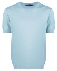 hellblaues Strick T-Shirt mit einem Rundhalsausschnitt von Tagliatore