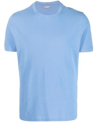 hellblaues Strick T-Shirt mit einem Rundhalsausschnitt von Zanone