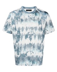 hellblaues Mit Batikmuster T-Shirt mit einem Rundhalsausschnitt von Amiri