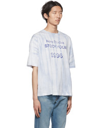 hellblaues Mit Batikmuster T-Shirt mit einem Rundhalsausschnitt von Acne Studios