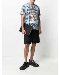 hellblaues Mit Batikmuster T-Shirt mit einem Rundhalsausschnitt von VERSACE JEANS COUTURE