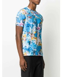 hellblaues Mit Batikmuster T-Shirt mit einem Rundhalsausschnitt von Comme Des Garcons SHIRT