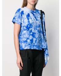 hellblaues Mit Batikmuster T-Shirt mit einem Rundhalsausschnitt von Sacai