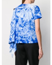 hellblaues Mit Batikmuster T-Shirt mit einem Rundhalsausschnitt von Sacai