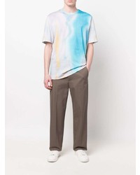 hellblaues Mit Batikmuster T-Shirt mit einem Rundhalsausschnitt von Fendi