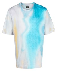 hellblaues Mit Batikmuster T-Shirt mit einem Rundhalsausschnitt von Fendi