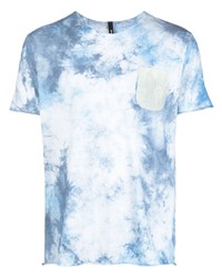 hellblaues Mit Batikmuster T-Shirt mit einem Rundhalsausschnitt von Giorgio Brato