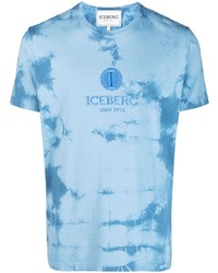 hellblaues Mit Batikmuster T-Shirt mit einem Rundhalsausschnitt von Iceberg