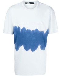 hellblaues Mit Batikmuster T-Shirt mit einem Rundhalsausschnitt von Karl Lagerfeld