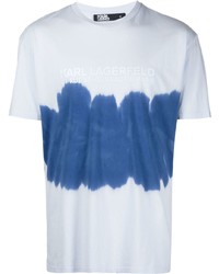 hellblaues Mit Batikmuster T-Shirt mit einem Rundhalsausschnitt von Karl Lagerfeld
