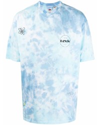 hellblaues Mit Batikmuster T-Shirt mit einem Rundhalsausschnitt von Levi's