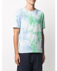 hellblaues Mit Batikmuster T-Shirt mit einem Rundhalsausschnitt von McQ