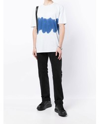 hellblaues Mit Batikmuster T-Shirt mit einem Rundhalsausschnitt von Karl Lagerfeld