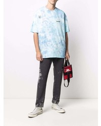 hellblaues Mit Batikmuster T-Shirt mit einem Rundhalsausschnitt von Levi's