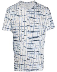 hellblaues Mit Batikmuster T-Shirt mit einem Rundhalsausschnitt von Majestic Filatures