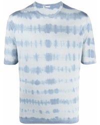 hellblaues Mit Batikmuster T-Shirt mit einem Rundhalsausschnitt von Malo