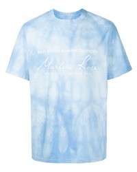 hellblaues Mit Batikmuster T-Shirt mit einem Rundhalsausschnitt von Martine Rose