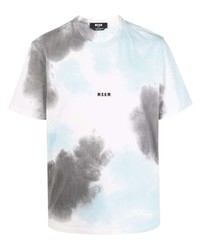 hellblaues Mit Batikmuster T-Shirt mit einem Rundhalsausschnitt von MSGM
